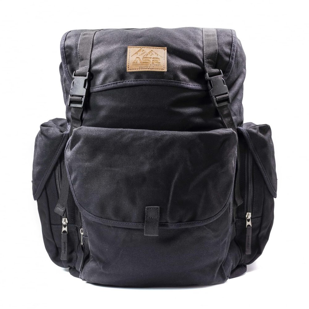 ASR Outdoor 30L Heavy Duty Gold Prospecting Backpack, Canvas Camping Rucksack (Black)