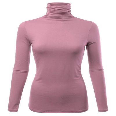 FASHIONOLIC Womens Premium Long Sleeve Turtleneck Lightweight Pullover Top Sweater (CLLT002) Mauve 1X