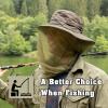Comhats Net Fly Fishing Hat Summer Sun UV Exploring Men Nylon Bucket Hiking Boating Gardening Veil Hats Khaki view 3