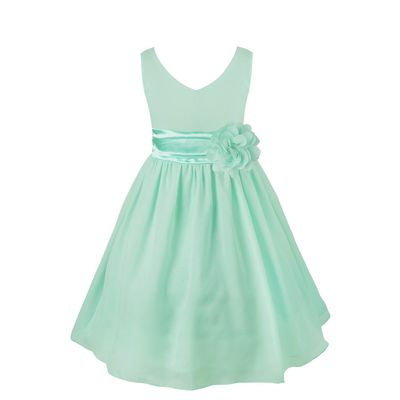 ACSUSS Kids Flower Girls Elegant Sleeveless V-Neck Wedding Bridesmaid Flower Dress Formal Chiffon Dress Ball Gown Turquoise 10