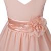ACSUSS Kids Flower Girls Elegant Sleeveless V-Neck Wedding Bridesmaid Flower Dress Formal Chiffon Dress Ball Gown Coral Pink 14 view 4