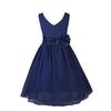 ACSUSS Kids Flower Girls Elegant Sleeveless V-Neck Wedding Bridesmaid Flower Dress Formal Chiffon Dress Ball Gown Navy Blue 6 view 1