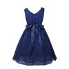 ACSUSS Kids Flower Girls Elegant Sleeveless V-Neck Wedding Bridesmaid Flower Dress Formal Chiffon Dress Ball Gown Navy Blue 6 view 2