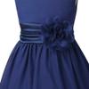 ACSUSS Kids Flower Girls Elegant Sleeveless V-Neck Wedding Bridesmaid Flower Dress Formal Chiffon Dress Ball Gown Navy Blue 6 view 4