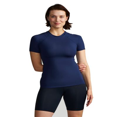 Tommie Copper Shoulder Support Shirt for Women, Posture Corrector Compression Shirt, Women's Compression Shirt, Shoulder Compression, Shoulder Support for Women, Dark Navy XXL