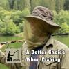 Comhats Net Fly Fishing Hat Summer Sun UV Exploring Men Nylon Bucket Hiking Boating Gardening Veil Hats Army Green view 3