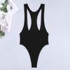 ACSUSS Women's One Piece Sleeveless Cupless High Cut Thongs Leotard Bodysuit Swimsuits Black Medium view 3