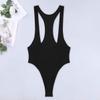 ACSUSS Women's One Piece Sleeveless Cupless High Cut Thongs Leotard Bodysuit Swimsuits Black Medium view 4