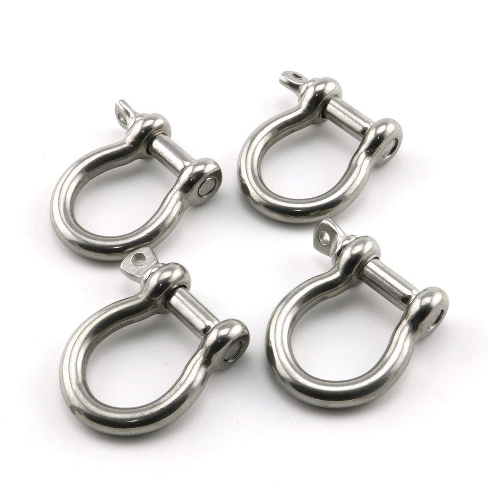Lind Kitchen 4pcs 1/4 Inch Stainless Steel Bow Shackle Screw Pin Anchor Shackle Hardware Rigging Outdoor Tools for Survival Rope Paracord Camping Bracelet Bow Buckle M6