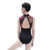 BAIWU 118141050 Joint Floral Mesh High Neck Leotards (Black+Red Flower, L 170) view 3