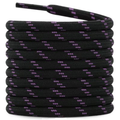 DELELE 2 Pair Thick Round Climbing Shoelaces Black Purple Dots Hiking Shoe Laces Boot Laces 57 inch