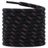 DELELE 2 Pair Thick Round Climbing Shoelaces Black Purple Dots Hiking Shoe Laces Boot Laces 57 inch view 1