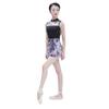 BAIWU 118141050 Joint Floral Mesh High Neck Leotards (Black+Purple Flower, S 160) view 2