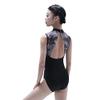 BAIWU 118141050 Joint Floral Mesh High Neck Leotards (Black+Purple Flower, L 170) view 3