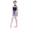 BAIWU 118141050 Joint Floral Mesh High Neck Leotards (Black+Purple Flower, M 165) view 2