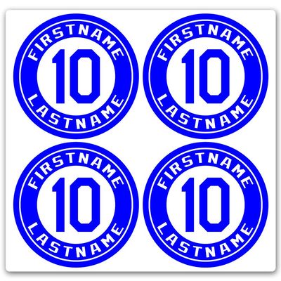 Custom Baseball Bat Decal Set - Player Name and Number Design Bat Knob Sticker (Royal Blue)