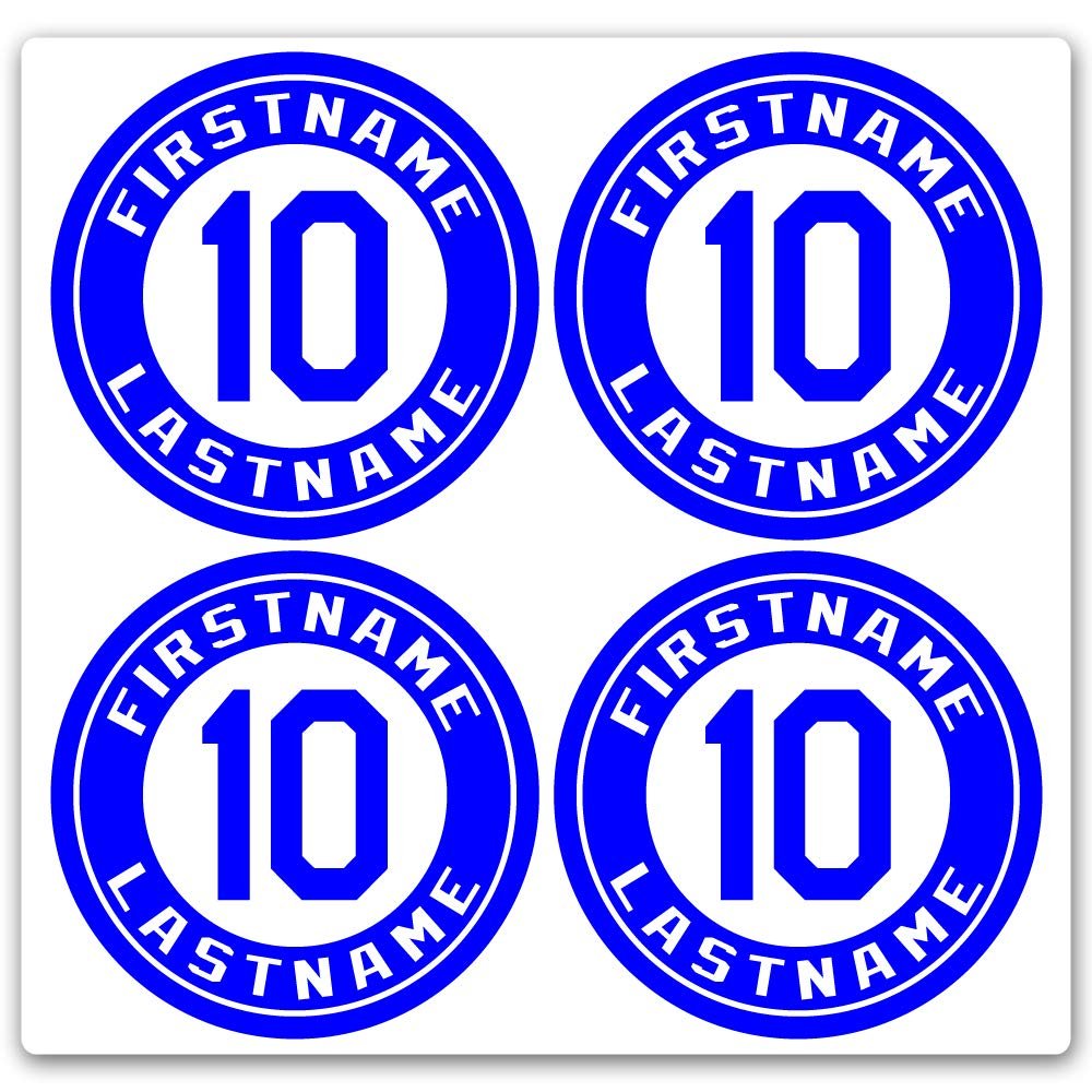 Custom Baseball Bat Decal Set - Player Name and Number Design Bat Knob Sticker (Royal Blue)