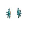 Faship Gorgeous Teal Rhinestone Crystal Floral Clip Ons Earrings - Teal/Rose Gold Plated