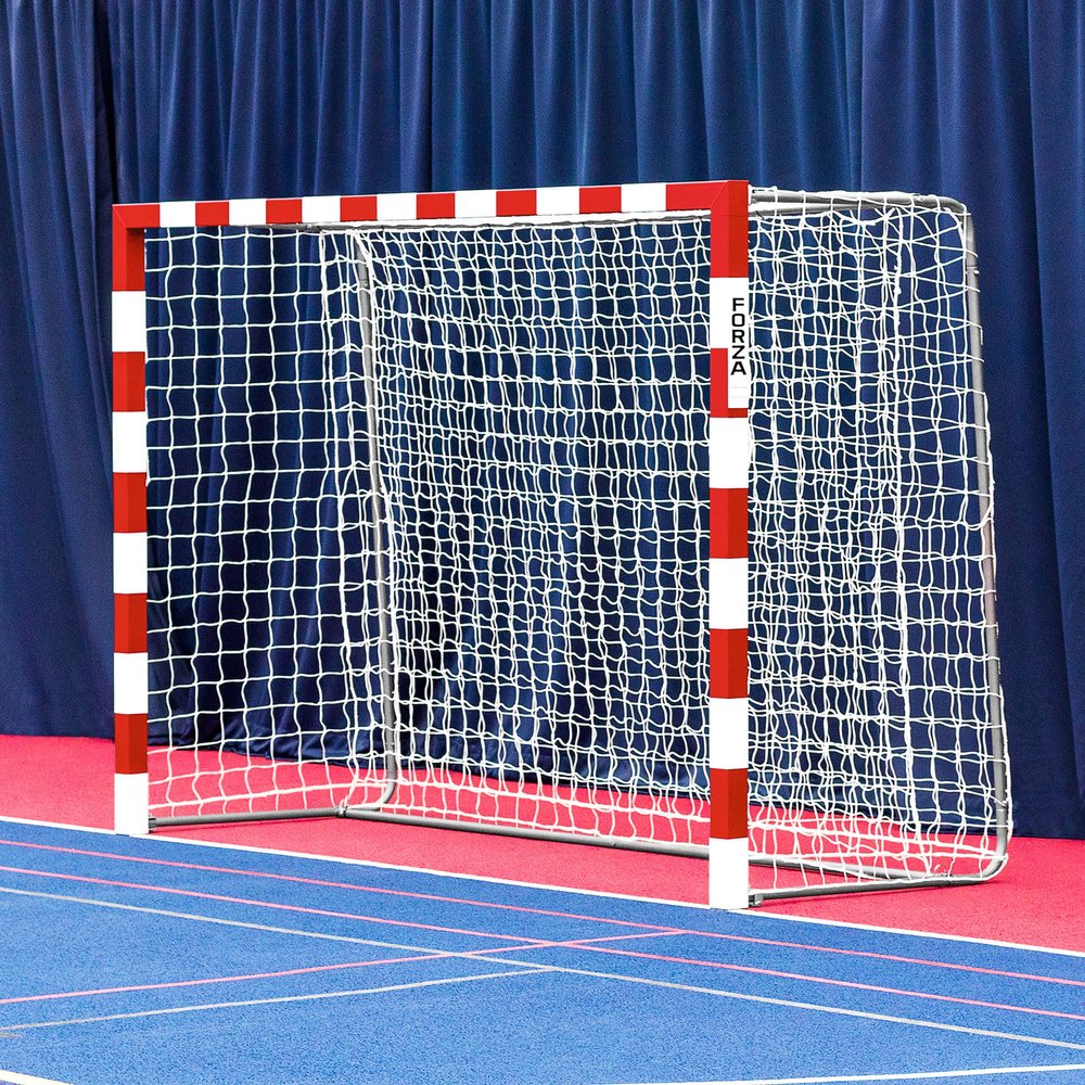 FORZA Alu80 Competition Handball Goals | IHF Regulation Size 3m x 2m Handball Goal [Net World Sports] (Single, Red)