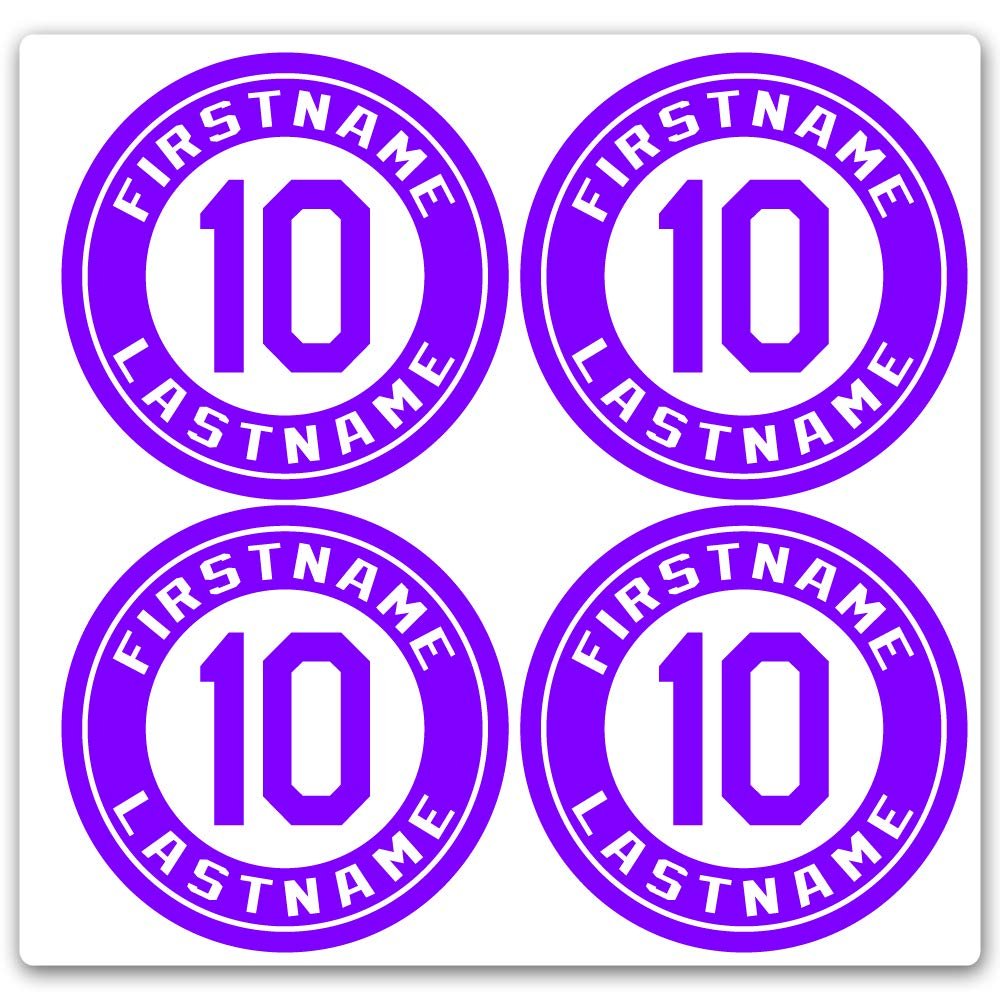 Custom Baseball Bat Decal Set - Player Name and Number Design Bat Knob Sticker (Purple)