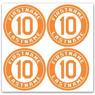 Custom Baseball Bat Decal Set - Player Name and Number Design Bat Knob Sticker (Orange)