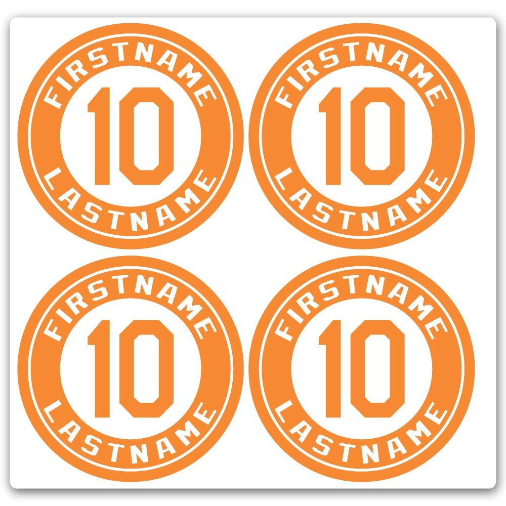 Custom Baseball Bat Decal Set - Player Name and Number Design Bat Knob Sticker (Orange)