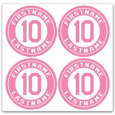 Custom Baseball Bat Decal Set - Player Name and Number Design Bat Knob Sticker (Pink)