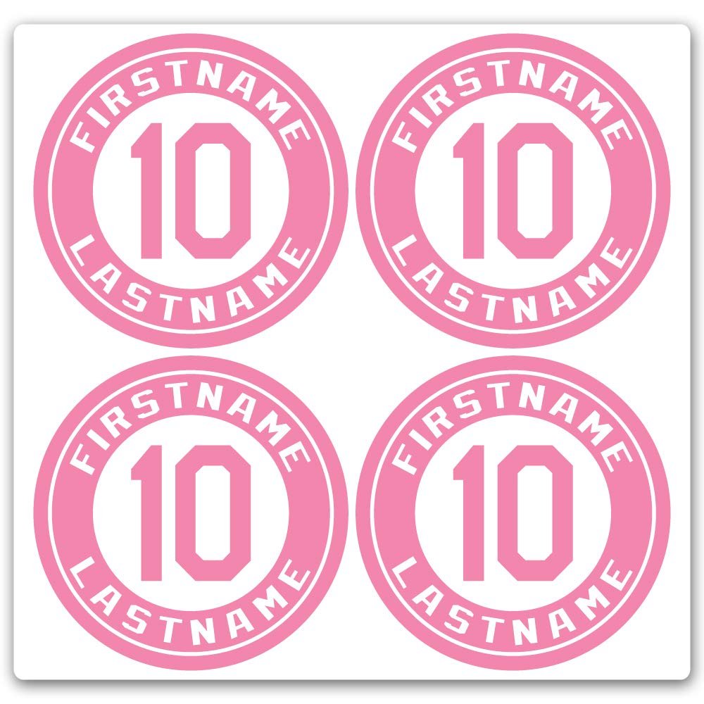 Custom Baseball Bat Decal Set - Player Name and Number Design Bat Knob Sticker (Pink)