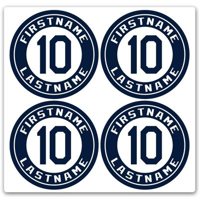 Custom Baseball Bat Decal Set - Player Name and Number Design Bat Knob Sticker (Navy Blue)