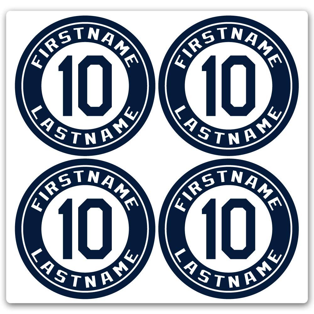 Custom Baseball Bat Decal Set - Player Name and Number Design Bat Knob Sticker (Navy Blue)