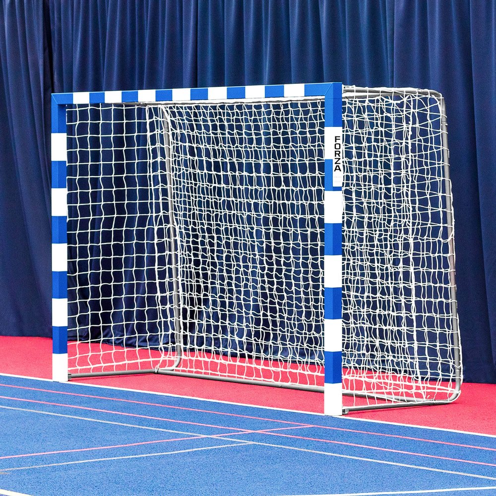 FORZA Alu80 Competition Handball Goals | IHF Regulation Size 3m x 2m Handball Goal [Net World Sports] (Single, Blue)