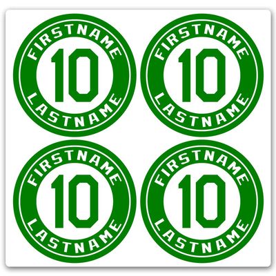 Custom Baseball Bat Decal Set - Player Name and Number Design Bat Knob Sticker (Green)