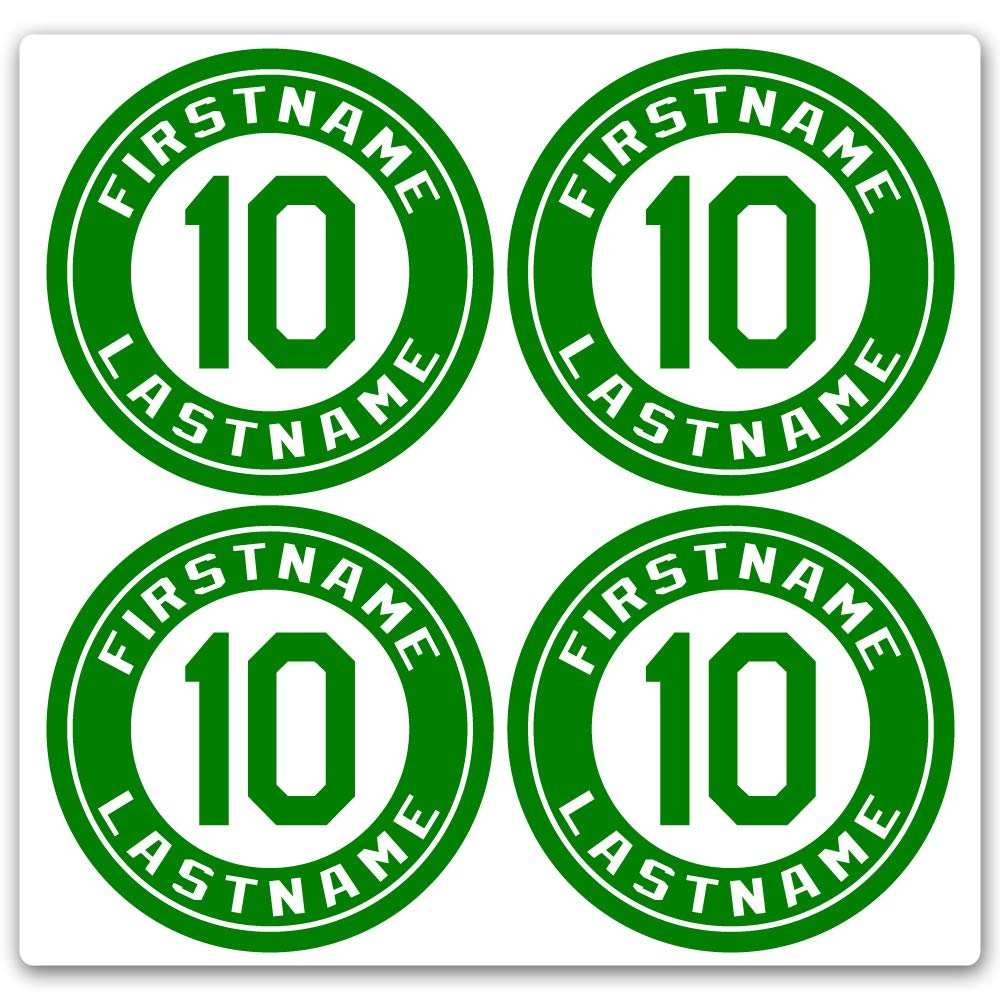 Custom Baseball Bat Decal Set - Player Name and Number Design Bat Knob Sticker (Green)