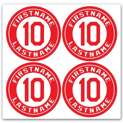 Custom Baseball Bat Decal Set - Player Name and Number Design Bat Knob Sticker (Red)