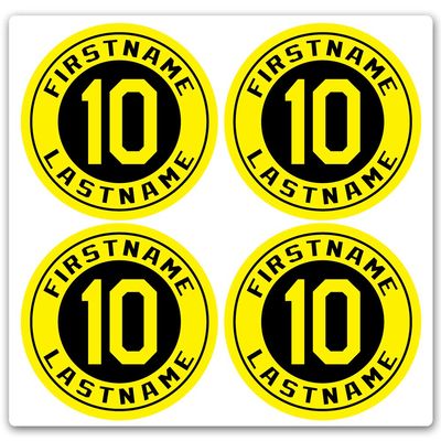 Custom Baseball Bat Decal Set - Player Name and Number Design Bat Knob Sticker (Yellow and Black)
