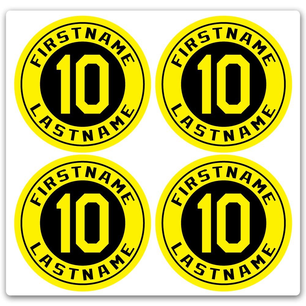 Custom Baseball Bat Decal Set - Player Name and Number Design Bat Knob Sticker (Yellow and Black)