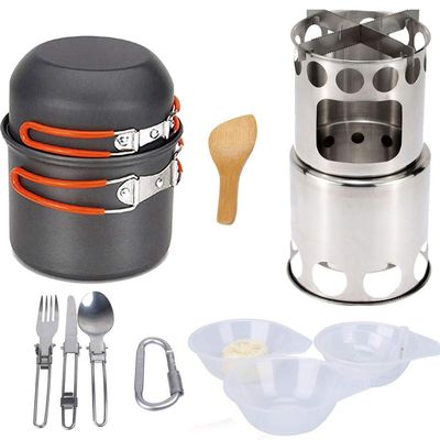 Homebeast 13pcs/Set Camping Cook Stove Set Camping Picnic Bowl Pot Cookware with Mini Camping Pot Set Backpacking Gear & Hiking Outdoors Cooking Equipment Cookset