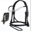 CHALLENGER English Horse COB All Purpose Padded Leather Double Curved Browband Flash Bridle Reins 803477BKC view 1