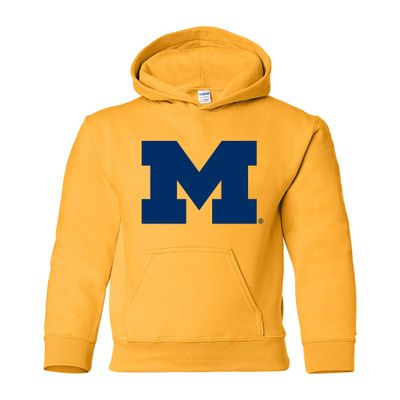 UGP Campus Apparel YH02 - Michigan Wolverines Primary Logo YOUTH HOODIE - X-Large - Gold
