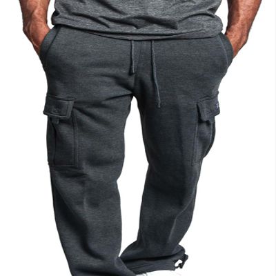 G-Style USA Men's Solid Fleece Heavyweight Cargo Pants FL77 - Charcoal - 5X-Large