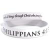 Reminderband Philippians 4:13 Reversible Silicone Bible Verse Bracelet, White, Medium view 1