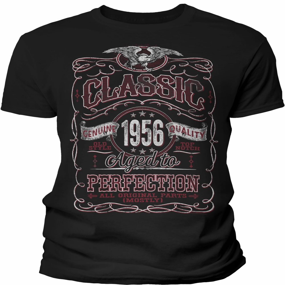 70th Birthday Gift Shirt for Men - Classic 1956 Aged to Perfection - Black-003-4X
