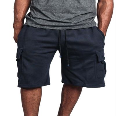 G-Style USA Men's Solid Fleece Heavyweight Cargo Shorts FS76 - Navy - 4X-Large