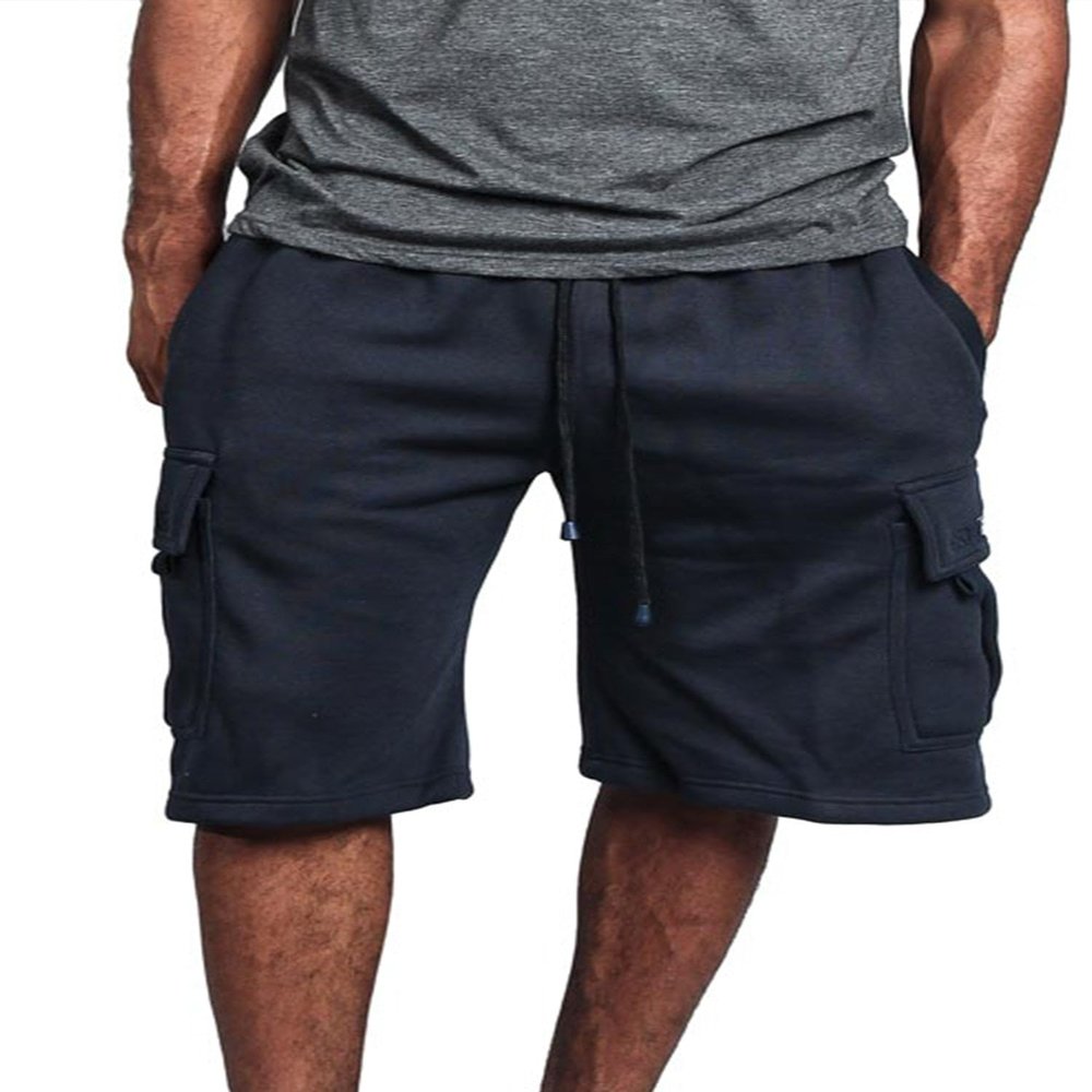 G-Style USA Men's Solid Fleece Heavyweight Cargo Shorts FS76 - Navy - 4X-Large