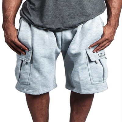 G-Style USA Men's Solid Fleece Heavyweight Cargo Shorts FS76 - Heather Grey - Medium