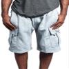G-Style USA Men's Solid Fleece Heavyweight Cargo Shorts FS76 - Heather Grey - Medium view 1