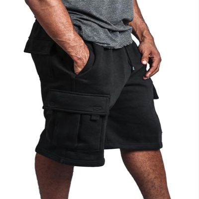 G-Style USA Men's Solid Fleece Heavyweight Cargo Shorts FS76 - Black - 6X-Large