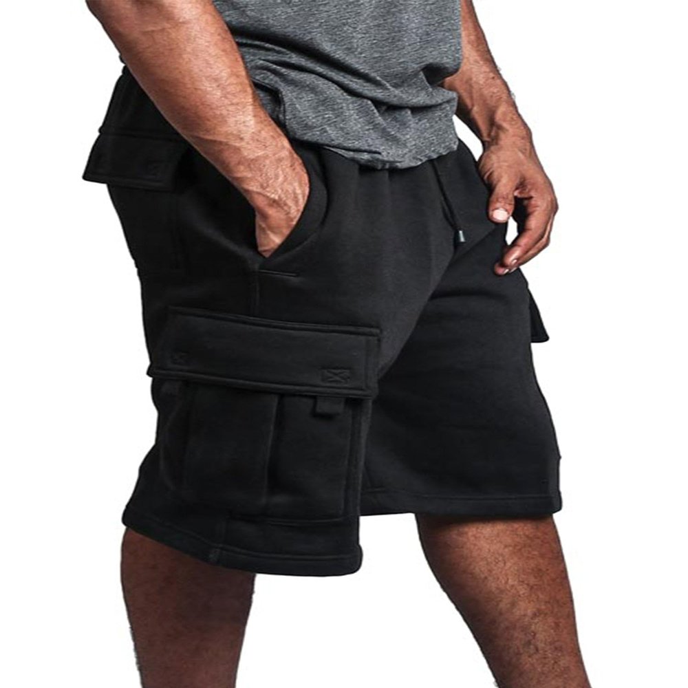 G-Style USA Men's Solid Fleece Heavyweight Cargo Shorts FS76 - Black - 6X-Large