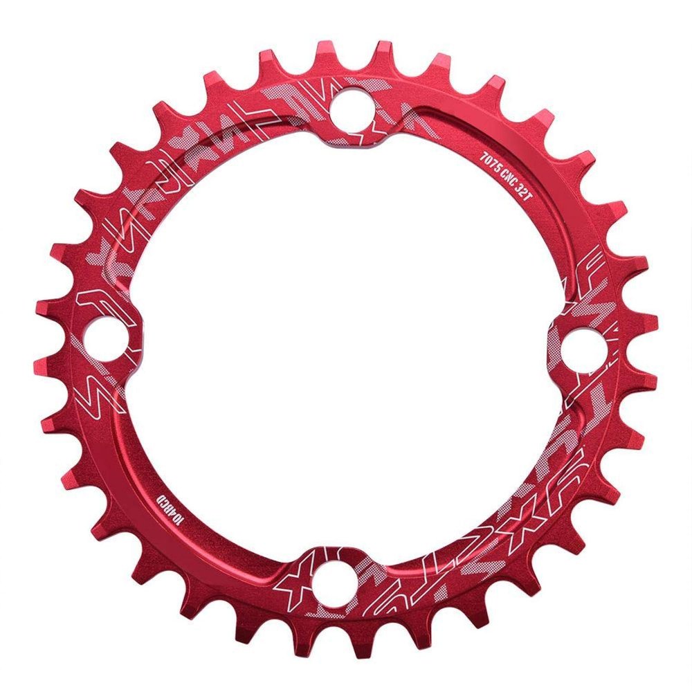 Alomejor Chain Ring 32/34/36/38T BCD 104 Mountain Steel Single Crank Chain Ring Repair Parts for Outdoor Cycling(32T Red)