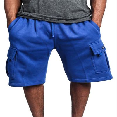 G-Style USA Men's Solid Fleece Heavyweight Cargo Shorts FS76 - Royal Blue - Large